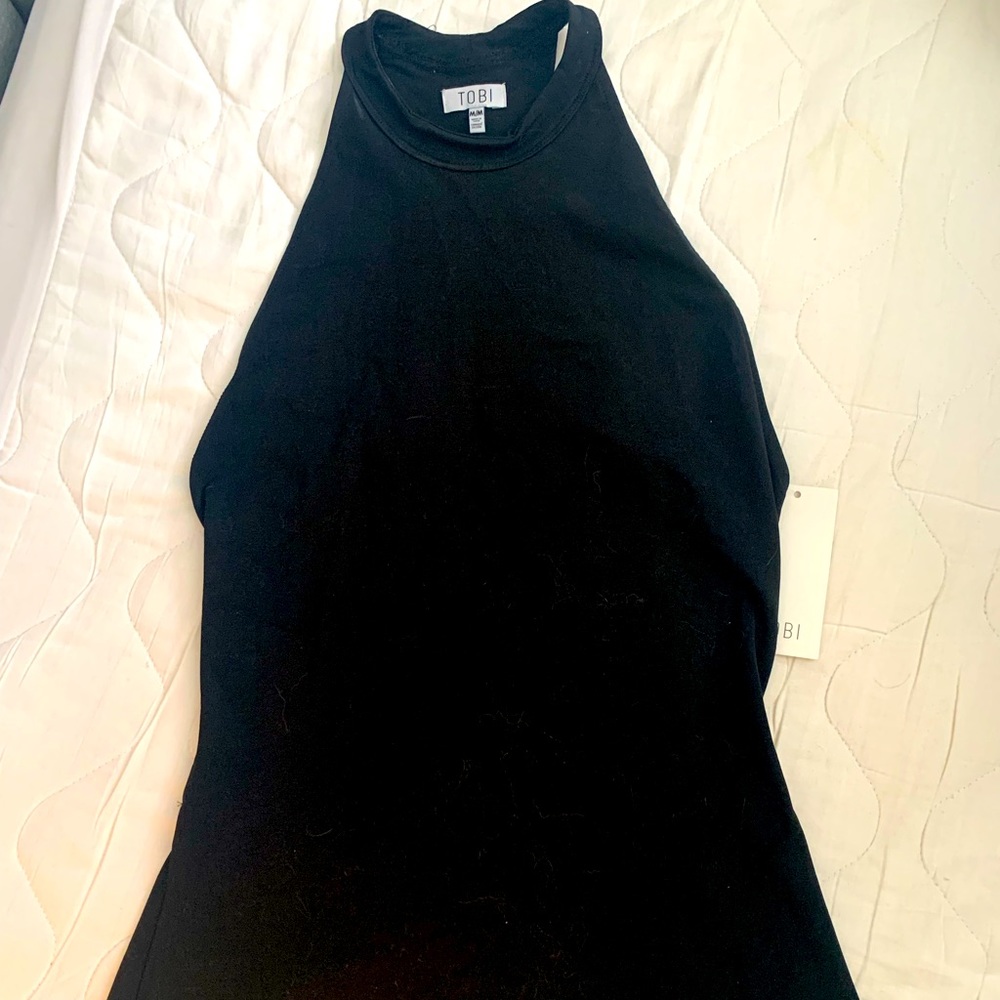 High neck, back cut out tank top